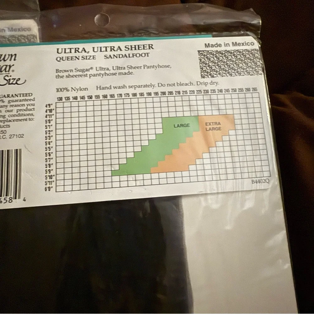 Vintage Brown Sugar Ultra, Ultra Sheer Off Black Pantyhose Size Large